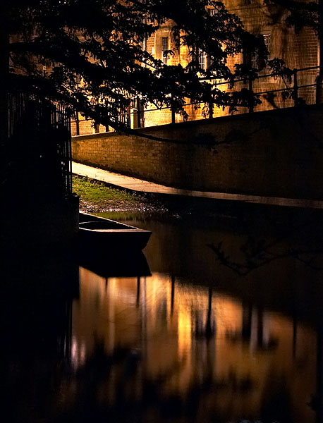 punt in the River Cam near Garret Hostel Lane at Cambridge University in England