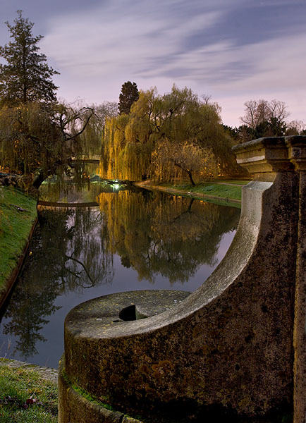 River Cam from Trinity Bridge within Trinity College at Cambridge University in England