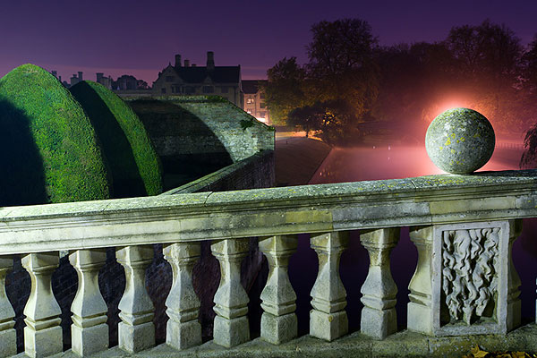 Sphere on Clare Bridge within Clare College at Cambridge University in England